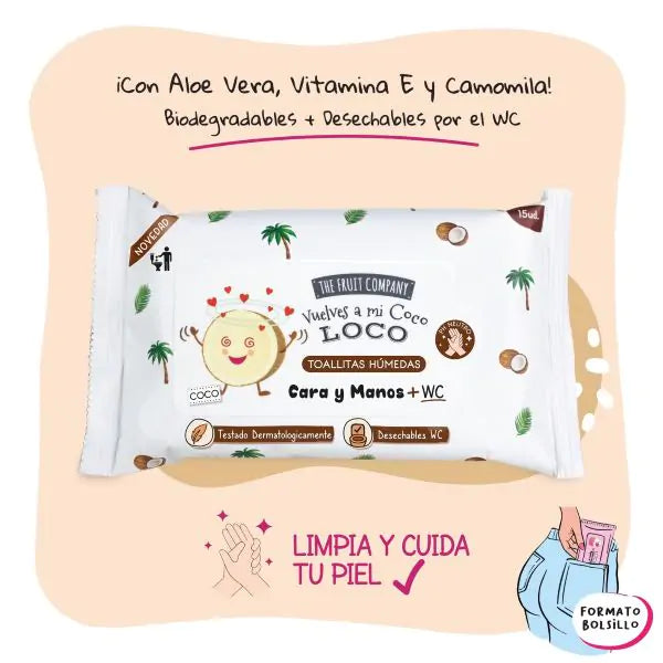 Toallitas Húmedas para Cara y Manos Desechables - The Fruit Company : Coco - 2
