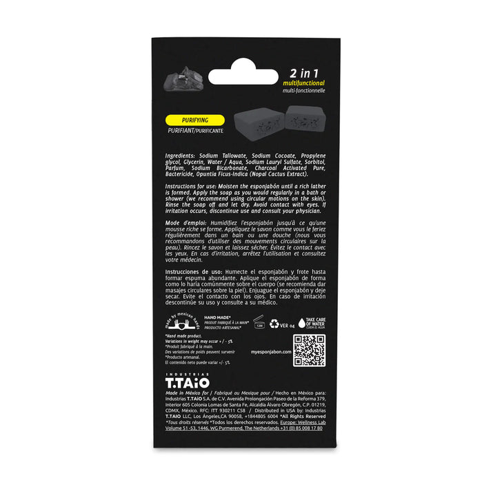 EsponJabón – Esponja + Jabón 2 en 1 – 120 gramos - T.taio : Carbon - 3