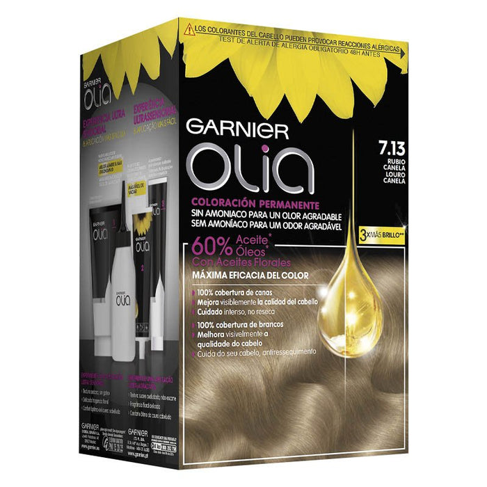 Tinte Permanente Olia sin Amoniaco - Garnier : OLIA - 7.13 Rubio Canela - 1