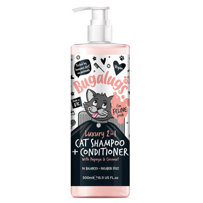 Champú y Acondicionador 2 en 1 para Gatos - Papaya y Coco - Bugalugs : 500ml - 1