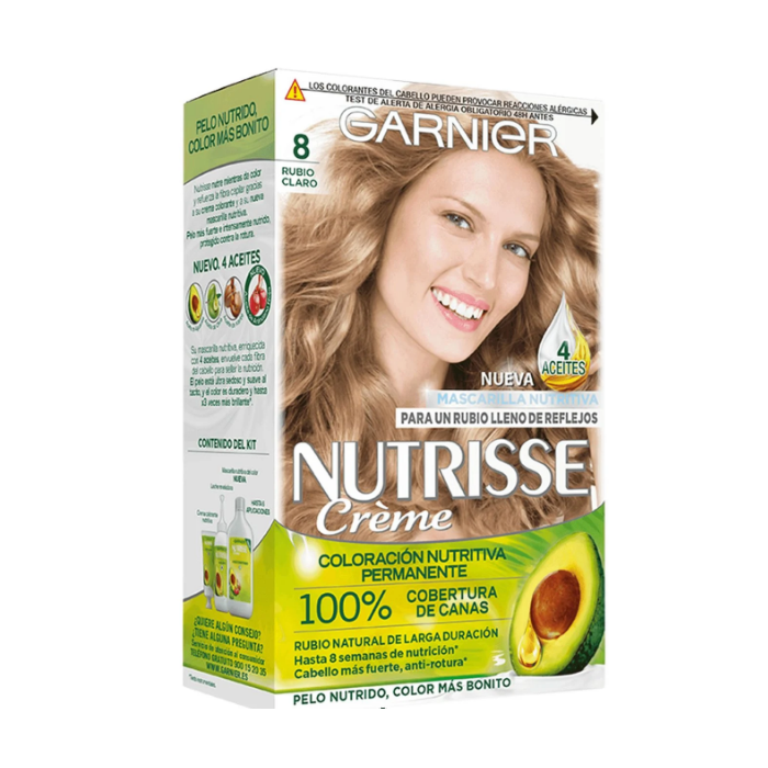 Tinte Capilar Nutrisse - Garnier : Coloración Nutrisse - 8 Rubio Claro - 1