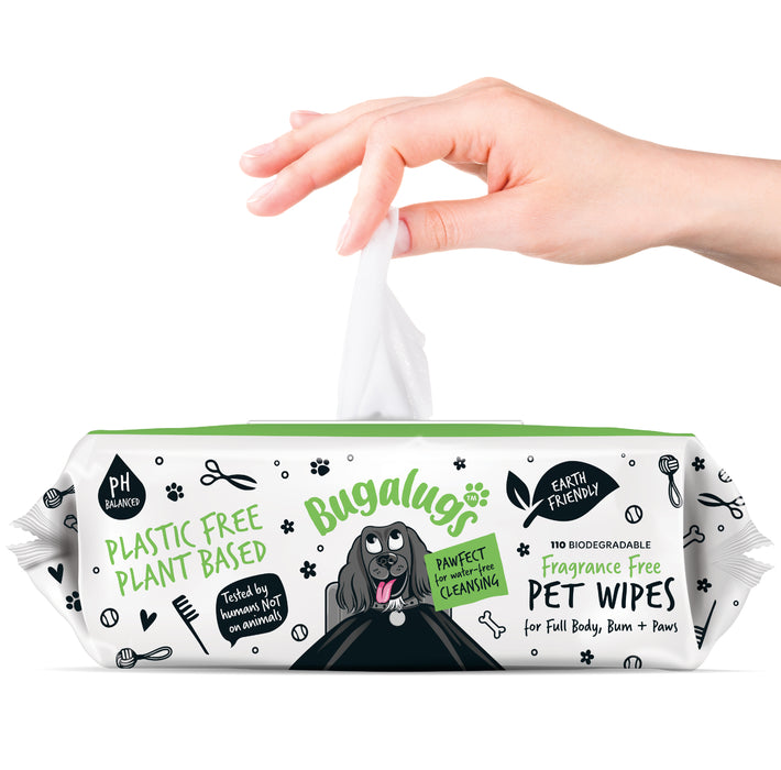 Toallitas Biodegradables para Mascotas Sin Fragancia (110 uds) - Bugalugs : 110 uds - 2