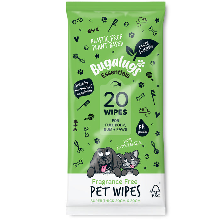 Toallitas Biodegradables para Mascotas Sin Fragancia (110 uds) - Bugalugs - 1