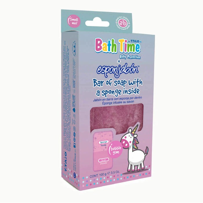 EsponJabón Infantil con Aromas Chicle de Fresa y Nube de Algodón – 120g - T.taio : Bubble Gum - 1