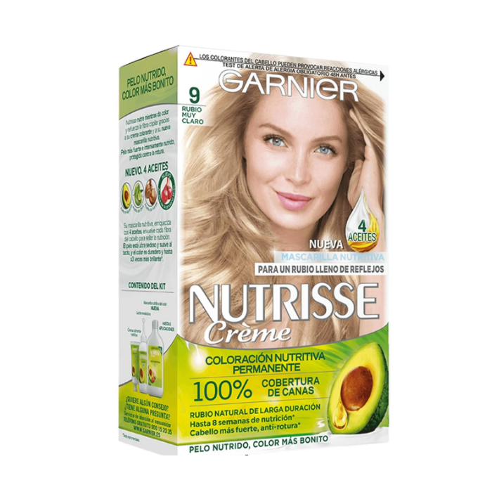 Tinte Permanente Nutrisse - Garnier : Nutrisse Crème - 9 Rubio Muy Claro - 1