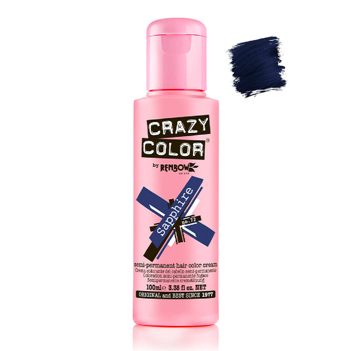 Tinte Semi Permanente sin Amoniaco 100ml - Crazy Color : 72 -  Sapphire - 1