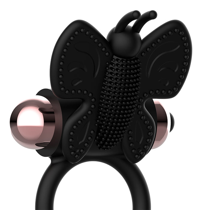 Cock Ring Butterfly Anillo Vibrador Negro / Gold - Coquette - 4