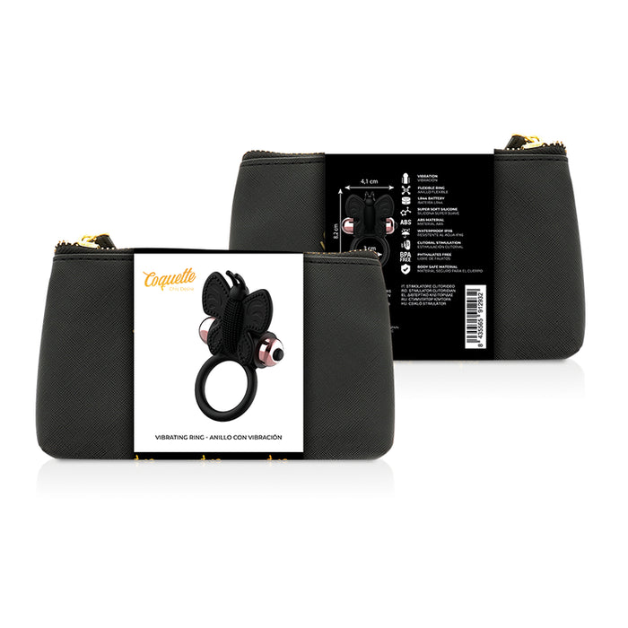 Cock Ring Butterfly Anillo Vibrador Negro / Gold - Coquette - 5