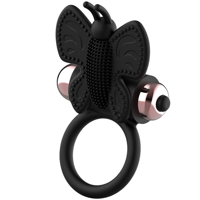 Cock Ring Butterfly Anillo Vibrador Negro / Gold - Coquette - 6