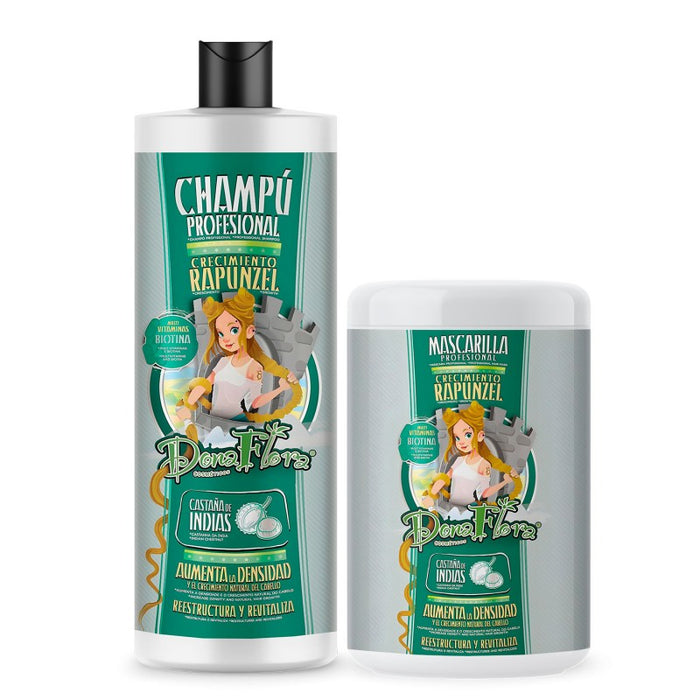 Pack Crecimiento Capilar Rapunzel - Champú y Mascarilla - Dona Flora - 1