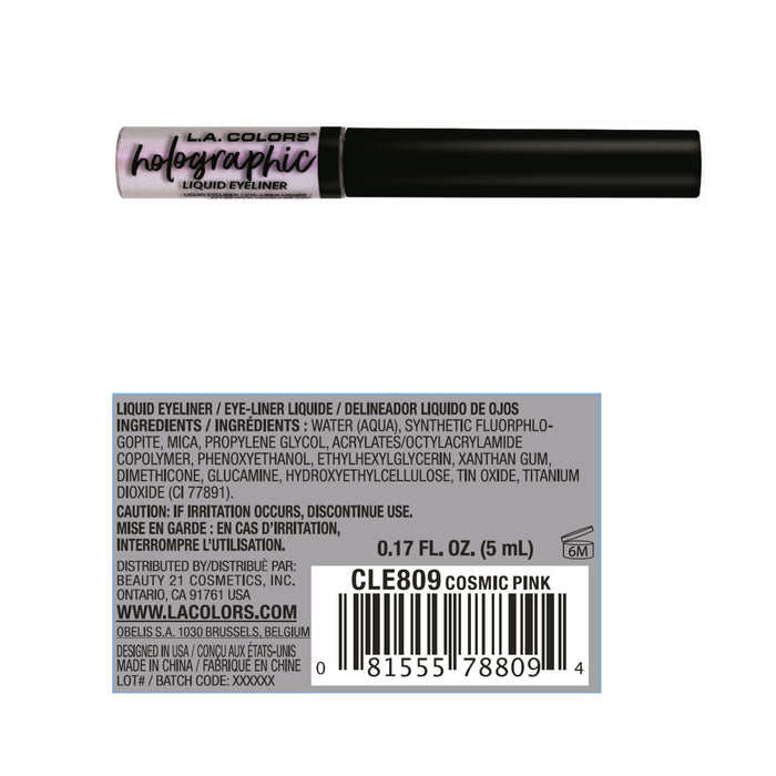 Delineador de Ojos Líquido - L.A. Colors : Holographic Cosmic Pink - 3