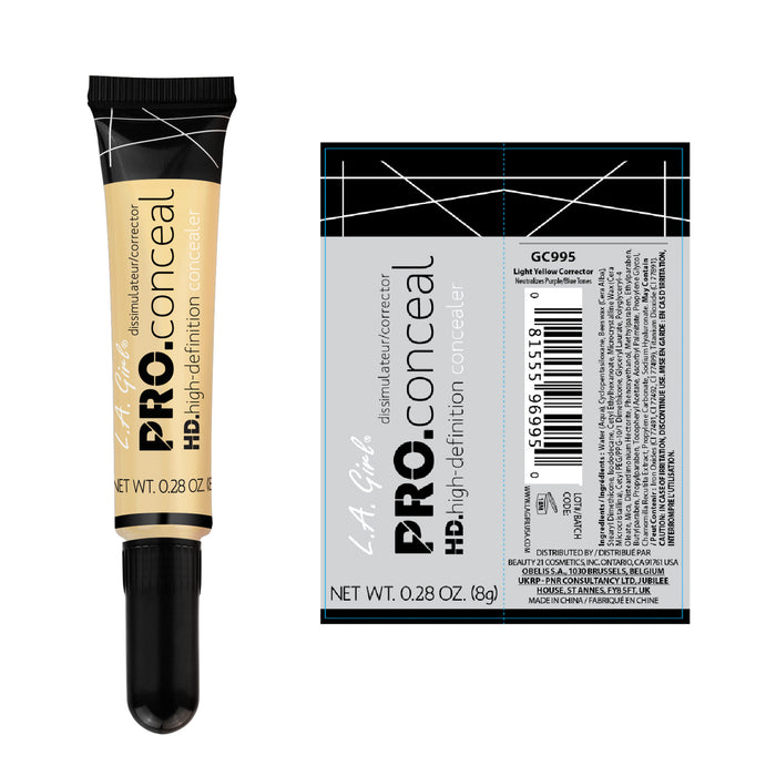 Corrector Líquido - Pro Conceal Hd Concealer - L.A. Girl : Light Yellow - 2