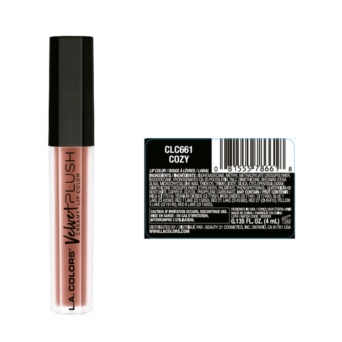 Labial Líquido Velvet Plush - L.A. Colors : Labial líquido Velvet Plush - Cozy - L.A. Colors - 2