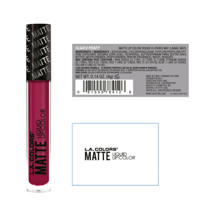 Labial Líquido - Matte Liquid Lip Color - L.A. Colors : Feisty - 2