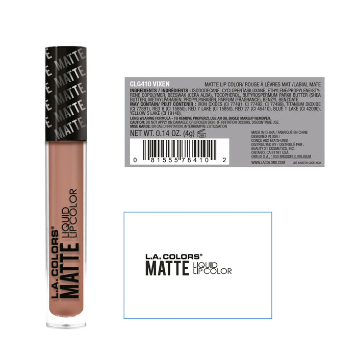 Labial Líquido - Matte Liquid Lip Color - L.A. Colors : Vixen - 2