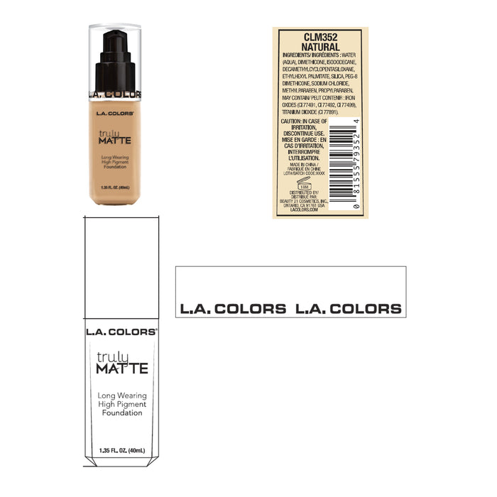 Base de Maquillaje Líquida - Truly Matte - L.A. Colors : Natural - 2