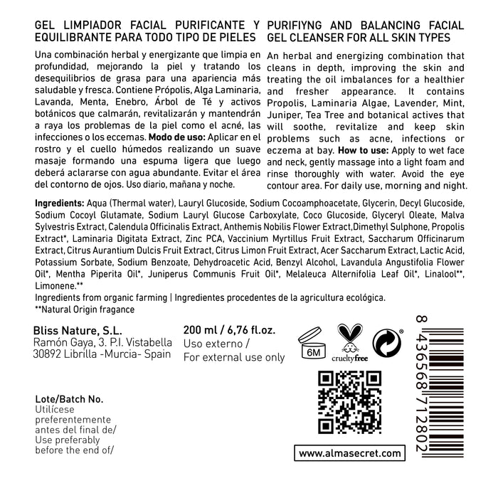 Gel Limpiador Facial Purificante 200 ml - Alma Secret - 4
