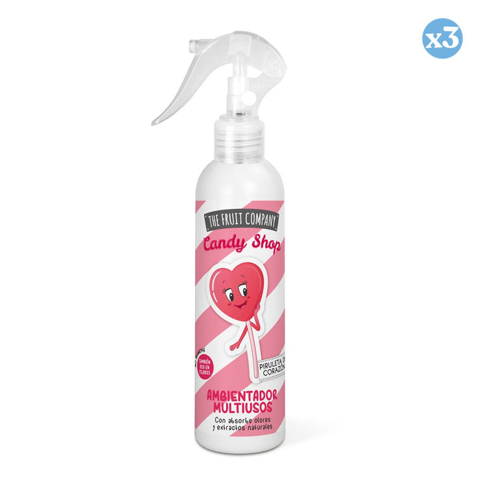 Pack 3x - Spray Ambientador Multiusos Candy Edition 200ml - Piruleta de Corazón - The Fruit Company - 1