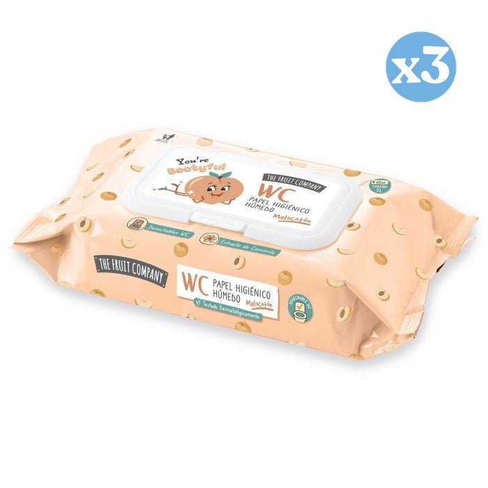 Pack 3x - Papel Húmedo Wc Melocotón - The Fruit Company - 1