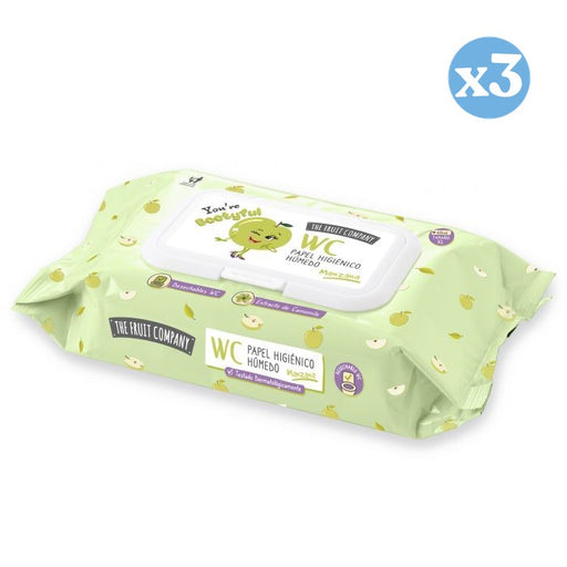 Pack 3x - Papel Húmedo Wc Manzana - The Fruit Company - 1
