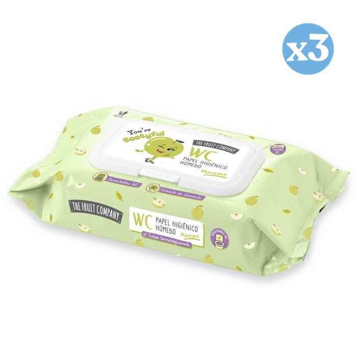 Pack 3x - Papel Húmedo Wc Manzana - The Fruit Company - 1