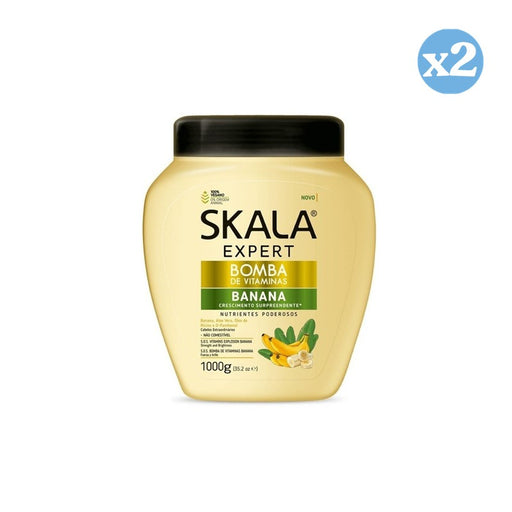 Pack 2x - Crema Acondicionadora Bomba Vitaminas Banana 1000Ml - Skala - 1