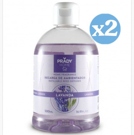 Pack 2x: Recambio Mikado 500 ml | Ambientador en Formato Ahorro para Difusores con Varillas - Prady - 1