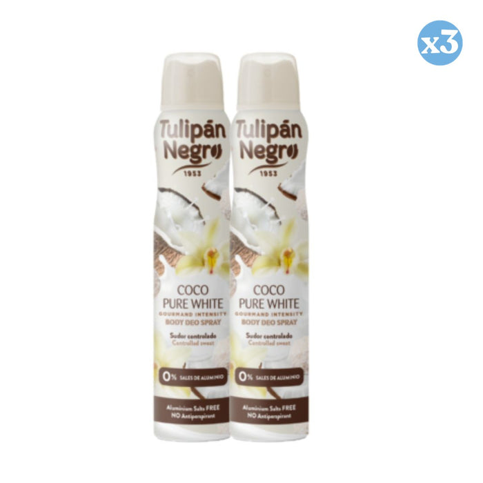 Pack 3x - Pack Ahorro Body Deodorant Spray Coco Pure white - Tulipan Negro - 1