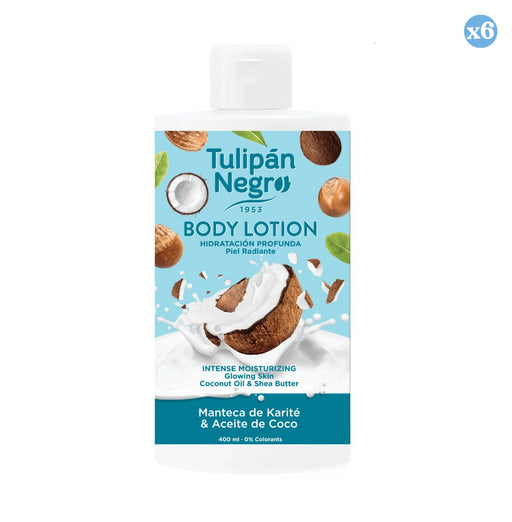 Pack 6x - BODY LOTION T.NEGRO KARITÉ Y COCO 400 ML - Tulipan Negro - 1