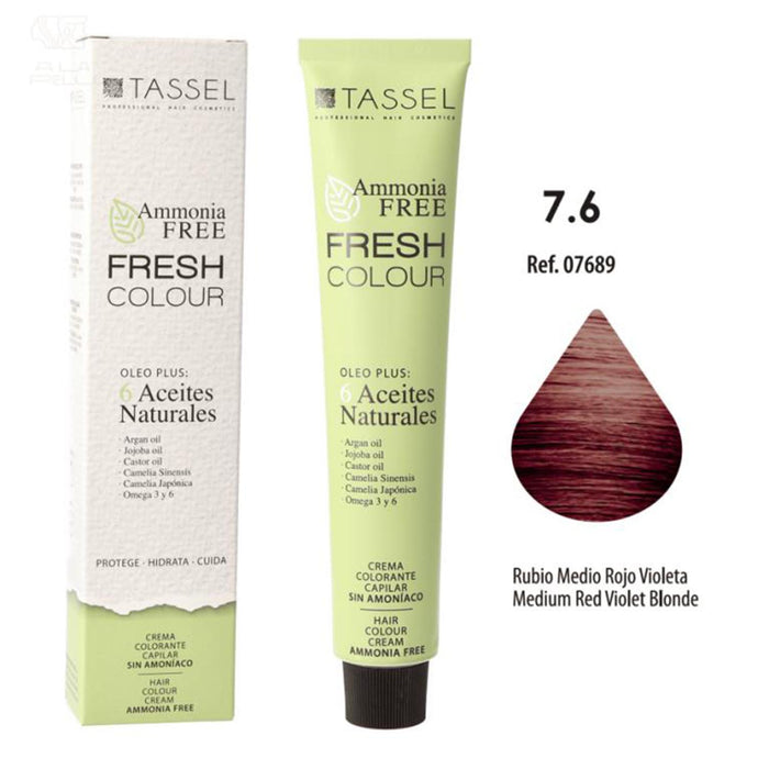 Tinte Fresh Colour sin Amoniaco 100ml - Tassel : 7.6 Rubio medio rojo violeta - 1